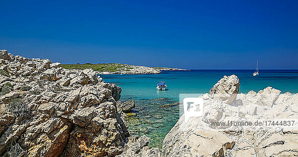 Spain  Balearic Islands  Menorca  Son Parc  Platja Arenal den Castell bay in summer