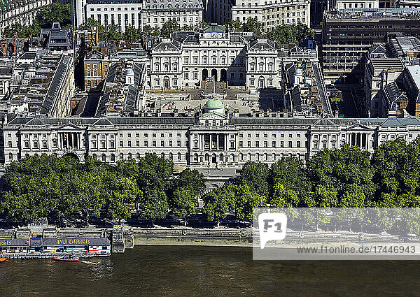 UK  London  Aerial view of Somerset House and River Thames
