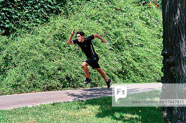 Sportsman running in the park