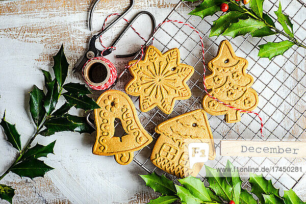 Christmas food concept with freshbaked gingerbread cookies