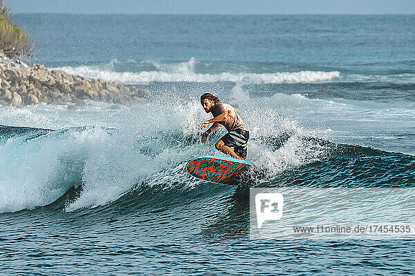 Surfer on a wave  Indian Ocean