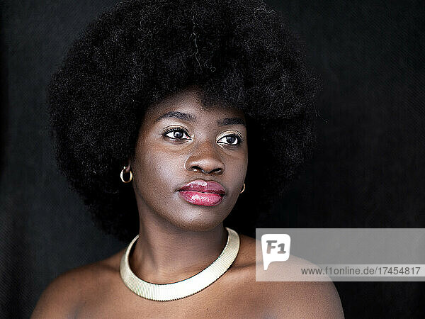 Beautiful young black woman with afro hair