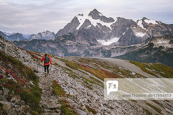 Female Hiking In The North Cascades