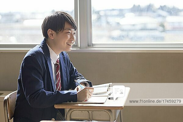 Japanese school student in the classroom