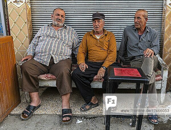 Locals in a teashop in the old house  Mosul  Iraq  Asia
