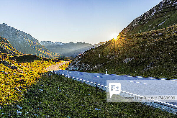 Winding road at Graubunden  Switzerland