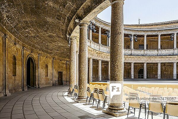 Palace of Charles V transformed into an amphitheater in Alhambra palace complex in Granada  Andalusia  Spain  Europe