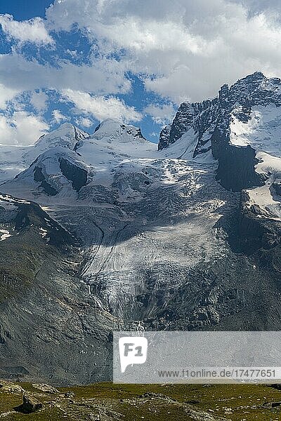Mountains and Glacier on the Pennine Alps  Gornergrat  Zermatt  Switzerland  Europe
