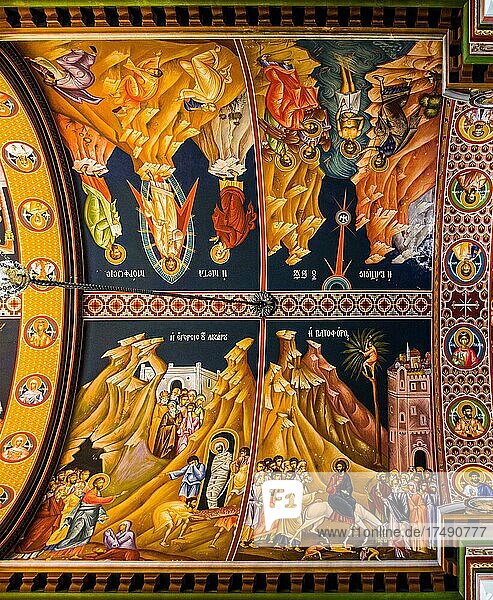 Scenes from the New Testament  Byzantine Minas Cathedral with colourful frescoes  Heraklion