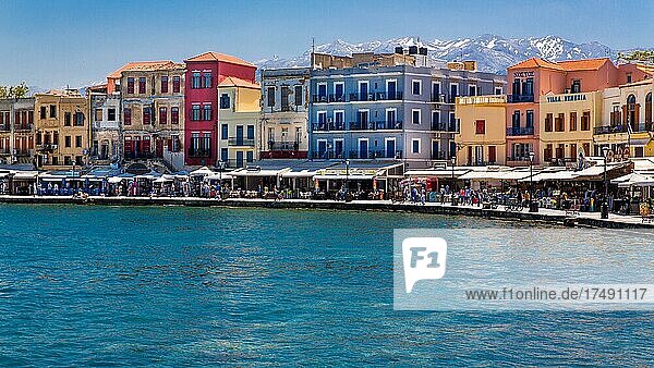 Panorama Hafenstadt Chania  Kreta  Chania  Kreta  Griechenland  Europa