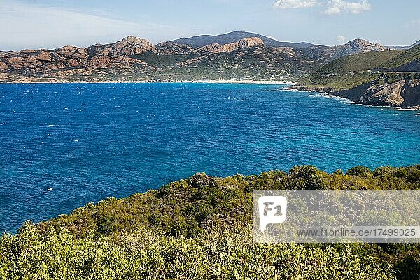 Küste an der Balagne  Garten Korsikas  Balagne  Korsika  Frankreich  Europa