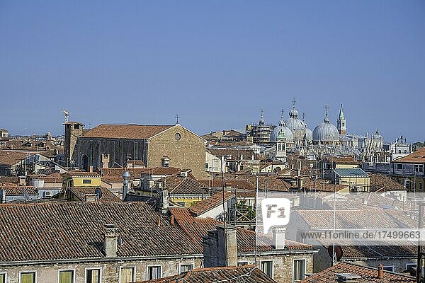 Blick von der Dachterrasse der Fondaco dei Tedeschi zum Markusdom  Venedig  Provinz Venedig  Italien  Europa