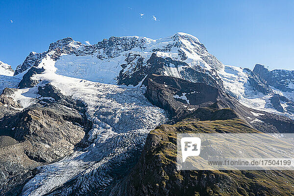 Ridge of Gorner Glacier in Pennine Alps
