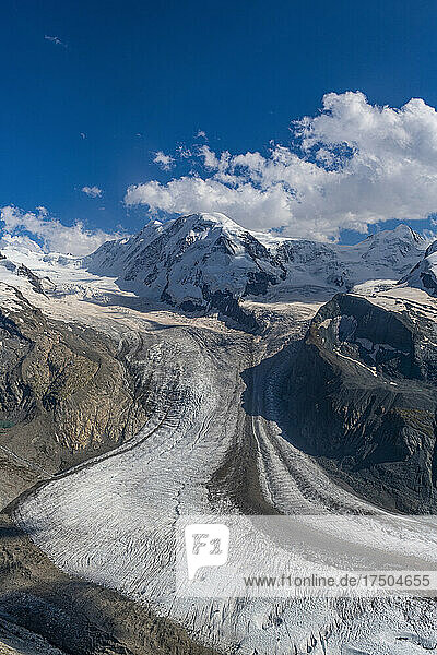 Scenic view of Gorner Glacier in Pennine Alps
