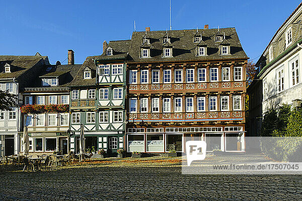 Germany  Lower Saxony  Goslar  Half-timbered townhouses at Schuhhof square