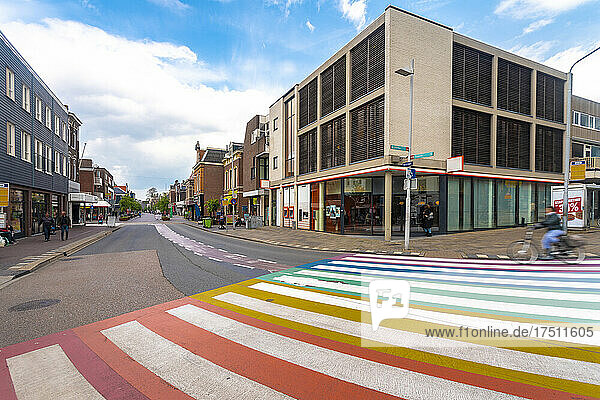 Netherlands  North Holland  Zaandam  Colorful zebra crossing in Gedempte Gracht
