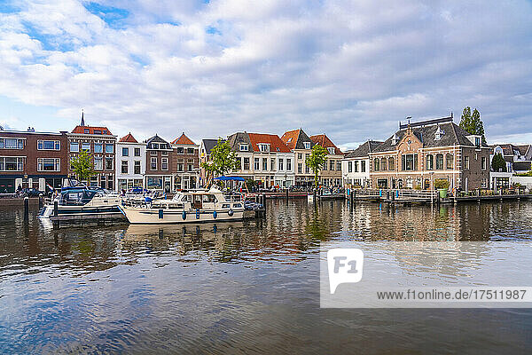 Netherlands  South Holland  Leiden  Small harbor in De Kooi neighborhood
