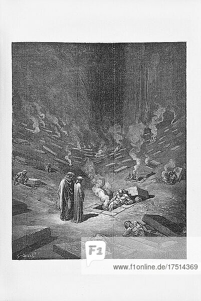 Gustave Doré  Die Göttliche Komödie  La Divina Commedia  Inferno  Gesang IX  V. 127-128  1887  Kupferstich  (Sammlung Ambrosini)