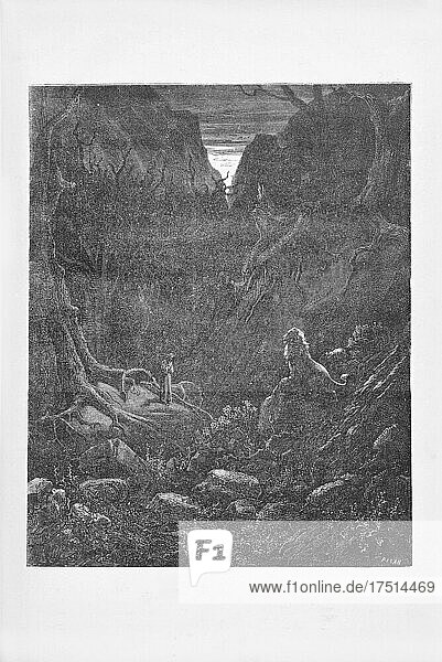 Gustave Doré  Die Göttliche Komödie  La Divina Commedia  Inferno  Gesang I  V. 46-48  1887  Kupferstich  (Sammlung Ambrosini)