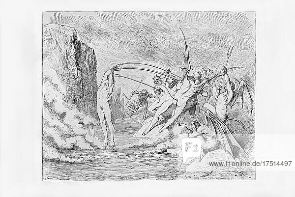 Gustave Doré  Die Göttliche Komödie  La Divina Commedia  Inferno  Gesang XXI  V. 52  1887  Kupferstich  (Sammlung Ambrosini)