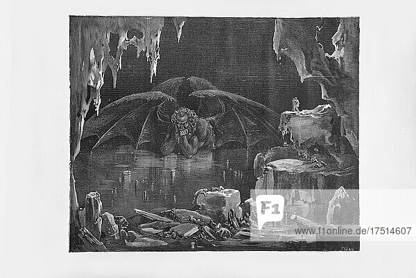 Gustave Doré  Die Göttliche Komödie  La Divina Commedia  Inferno  Gesang XXXIV  V. 20-21  1887  Kupferstich  (Sammlung Ambrosini)