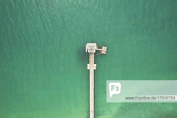 amazing aerial view of wooden jetty in thailand