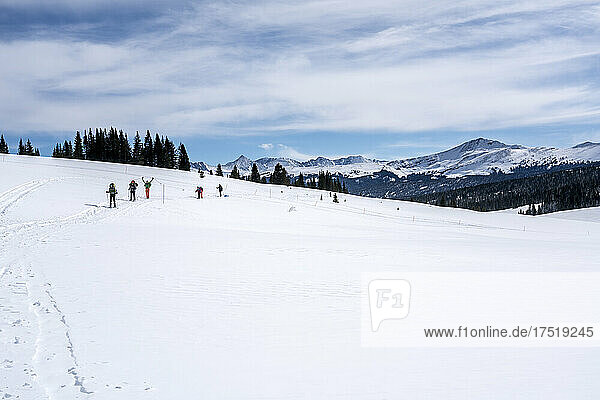 Girls Snowshoeing in Colorado Mountains