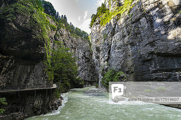 River Aare flowing through the Aare Gorge  Meiringen  Bernese Oberland  Switzerland  Europe