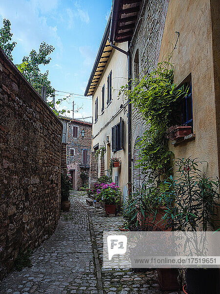 A typical street in Montefalco's old town  Montefalco  Umbria  Italy  Europe