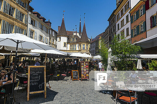 Old town of Neuchatel  Switzerland  Europe