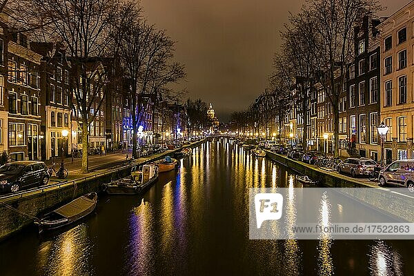 Canals of Amsterdam at night  Amsterdam  Netherlands