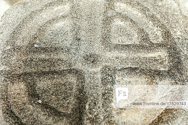 Symbol  Kreis und Kreuz  irisches Sonnenkreuz  keltisches Radkreuz  alter Stein in der St. Patricks Cathedral  Dublin  Irland  Europa