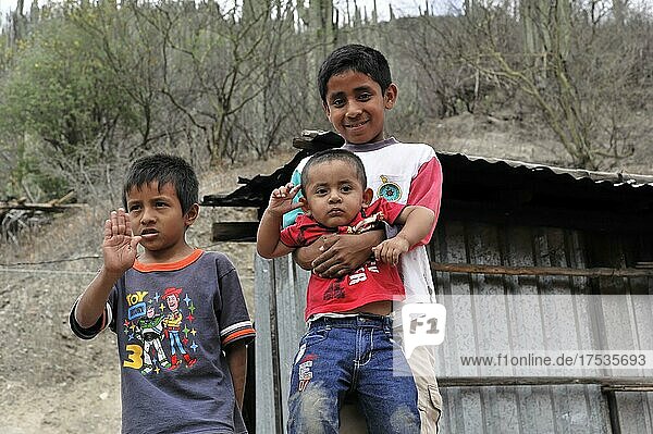 Children by the roadside  Oaxaca  Mexico  Central America