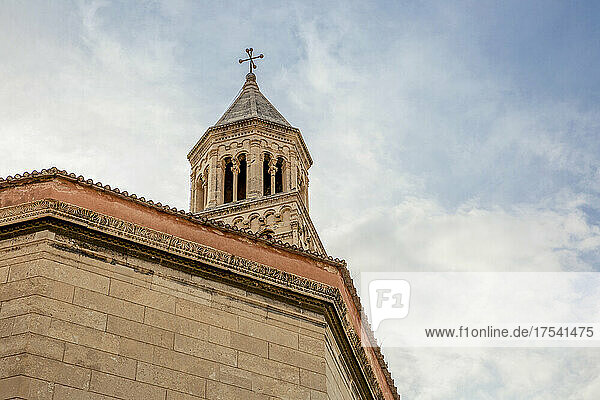 Historical bell tower of St. Dominus Cathedral at Diocletian's Palace  Split  Dalmatia  Croatia