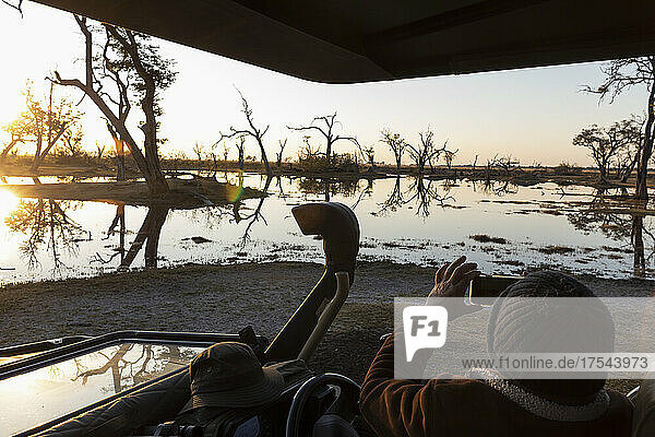 sunrise over water  Okavango Delta  Botswana