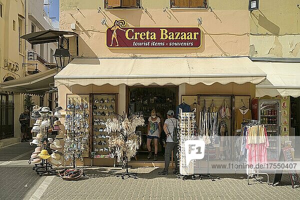 Andenken Geschäft  Gasse  Altstadt  Rethymno  Kreta  Griechenland  Europa