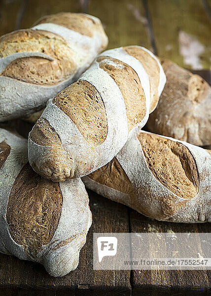 Rustic loaves of handmade bread