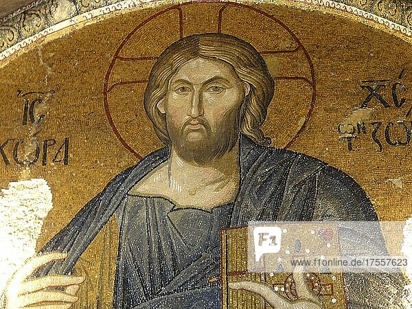 Mosaik mit Christus in Chora Kirche,  Istanbul,  Türkei,  Asien