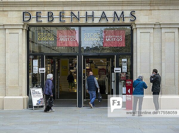 Closing down sale at Debenhams  Bath  Southgate shopping centre  Somerset  England  UK May 2021