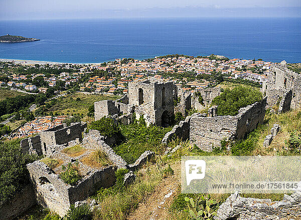 Italy  Calabria  Cirella Remains of old 9th century town on the hilltop above the new town