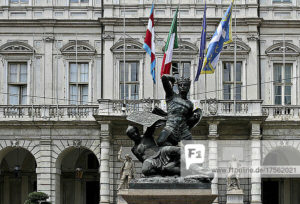 Italy  Piedmont  Turin  Civic Palace  Palazzo di Citta' square