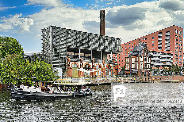 Modern buildings along the Spree River  Berlin  Germany  Europe
