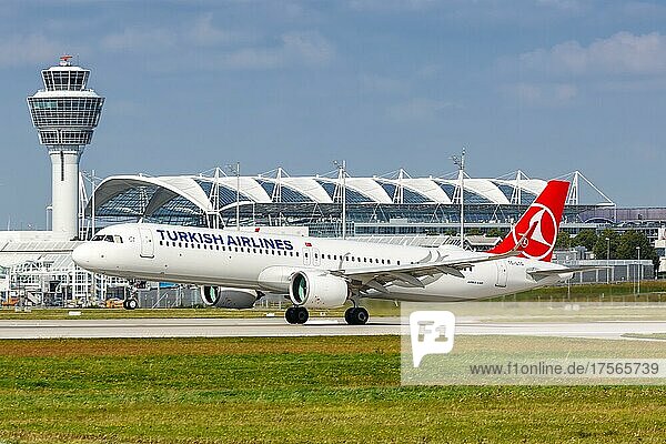 Ein Airbus A321neo Flugzeug der Turkish Airlines mit dem Kennzeichen TC-LTG auf dem Flughafen München  Deutschland  Europa