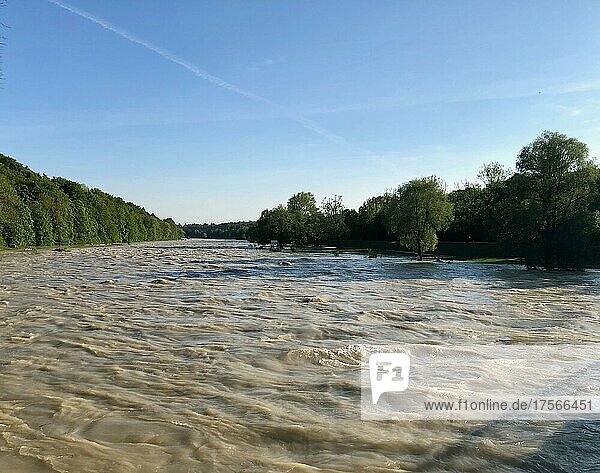 Isar at high water  Marienklause  Munich  Germany  Europe