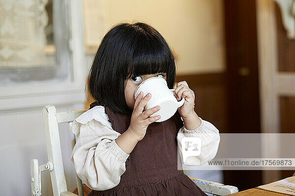 Japanese Girl Drinking Tea