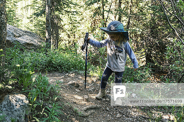 Girl hiking in the Holy Cross Wilderness  Colorado