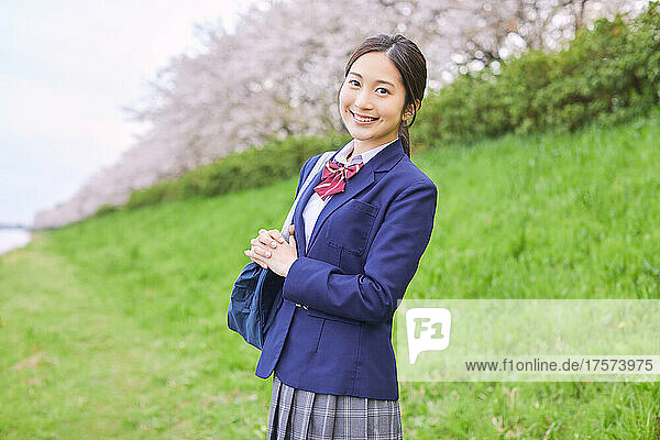 Japanese High School Girl With A Smile