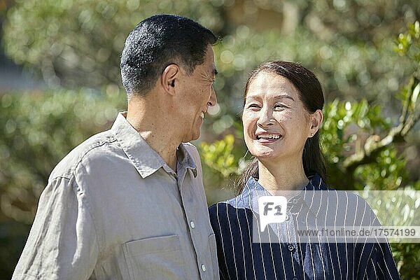 Smiling Japanese Senior Couple