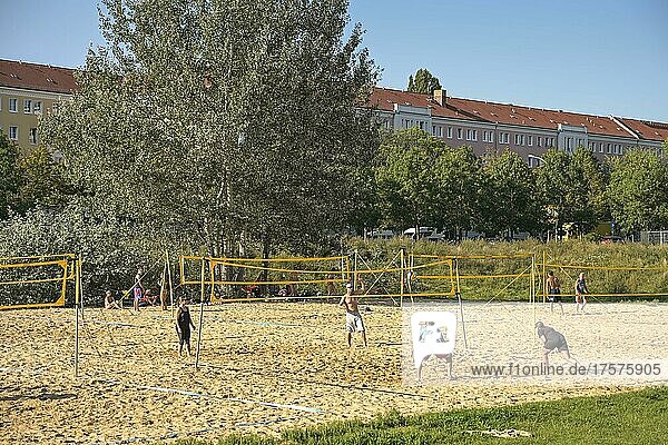 Beach volleyball courts  Volkspark Friedrichshain  Friedrichshain-Kreuzberg  Berlin  Germany  Europe