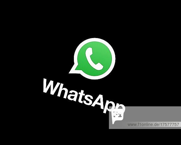 WhatsApp ColorWithName  gedreht  schwarzer Hintergrund  Logo  Markenname